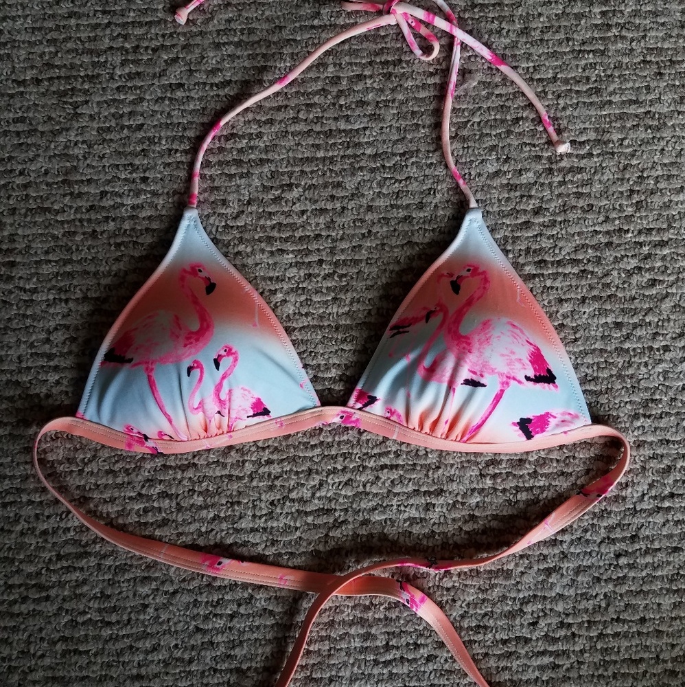 Flamingo triangle bikini top